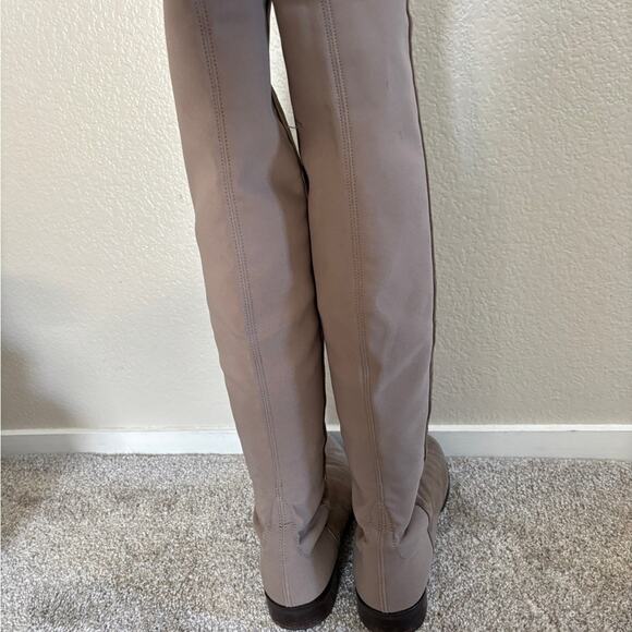 Stuart Weitzman Suede Over-The-Knee Flat Boots - 8.5 - Slate Grey - Picture 11 of 13